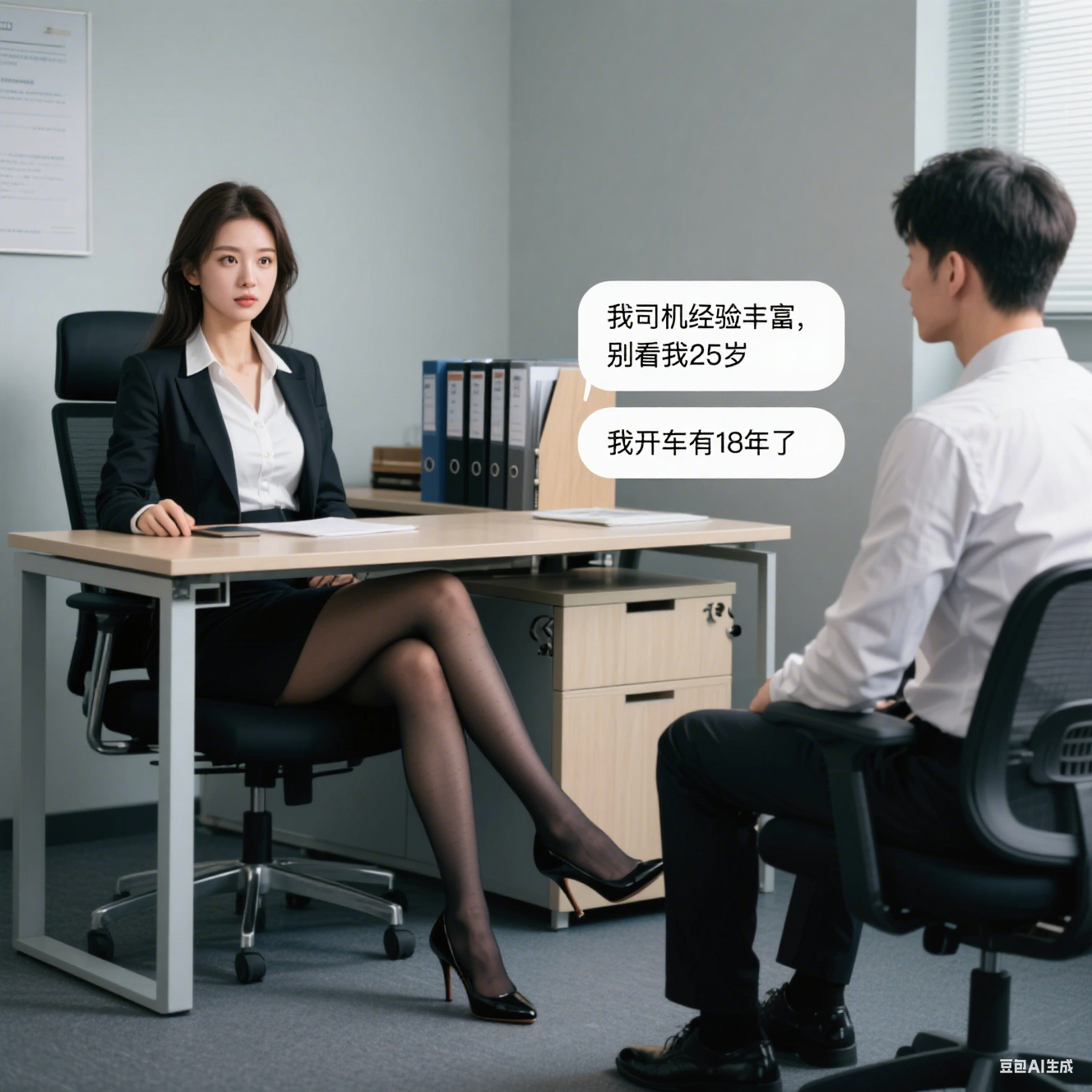 豆包生成的真人漫画- 丝袜高跟2