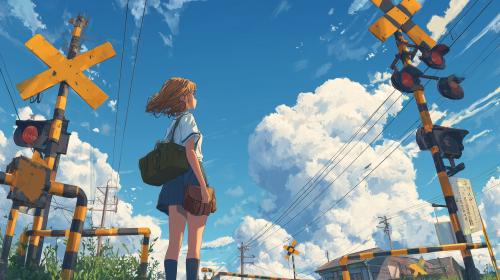 miuler2500_anime_girl_standing_near_a_railway_crossing_on_a_cle_ee7581a5-45dd-416b-9cb2-ab2f8cf22191.png