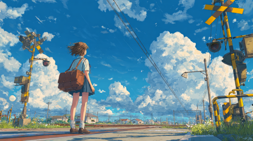 miuler2500_anime_girl_standing_near_a_railway_crossing_on_a_cle_fcdc1f34-c6d8-42ab-a99b-d8a2b2275f50.png